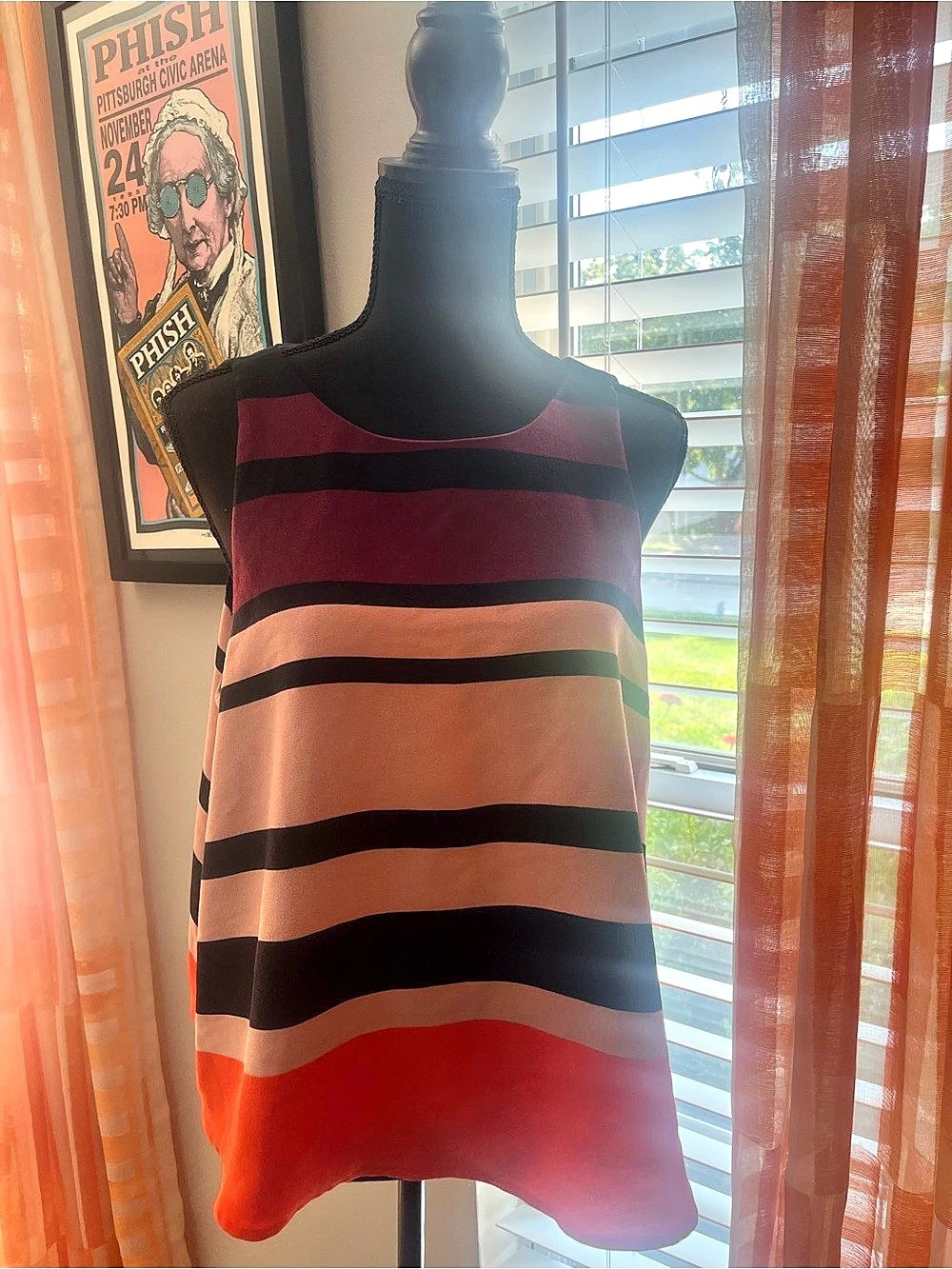 Ann Taylor Striped Maxi Dress Red & Black Medium Like New